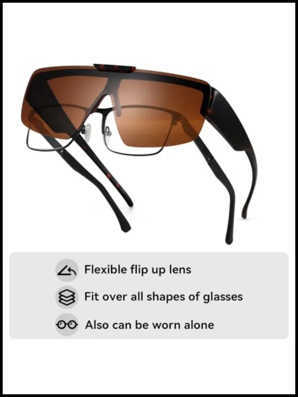 Oversized Polarized Fit-Over Sunglasses with Flip-Up Lens, UV400 Protection